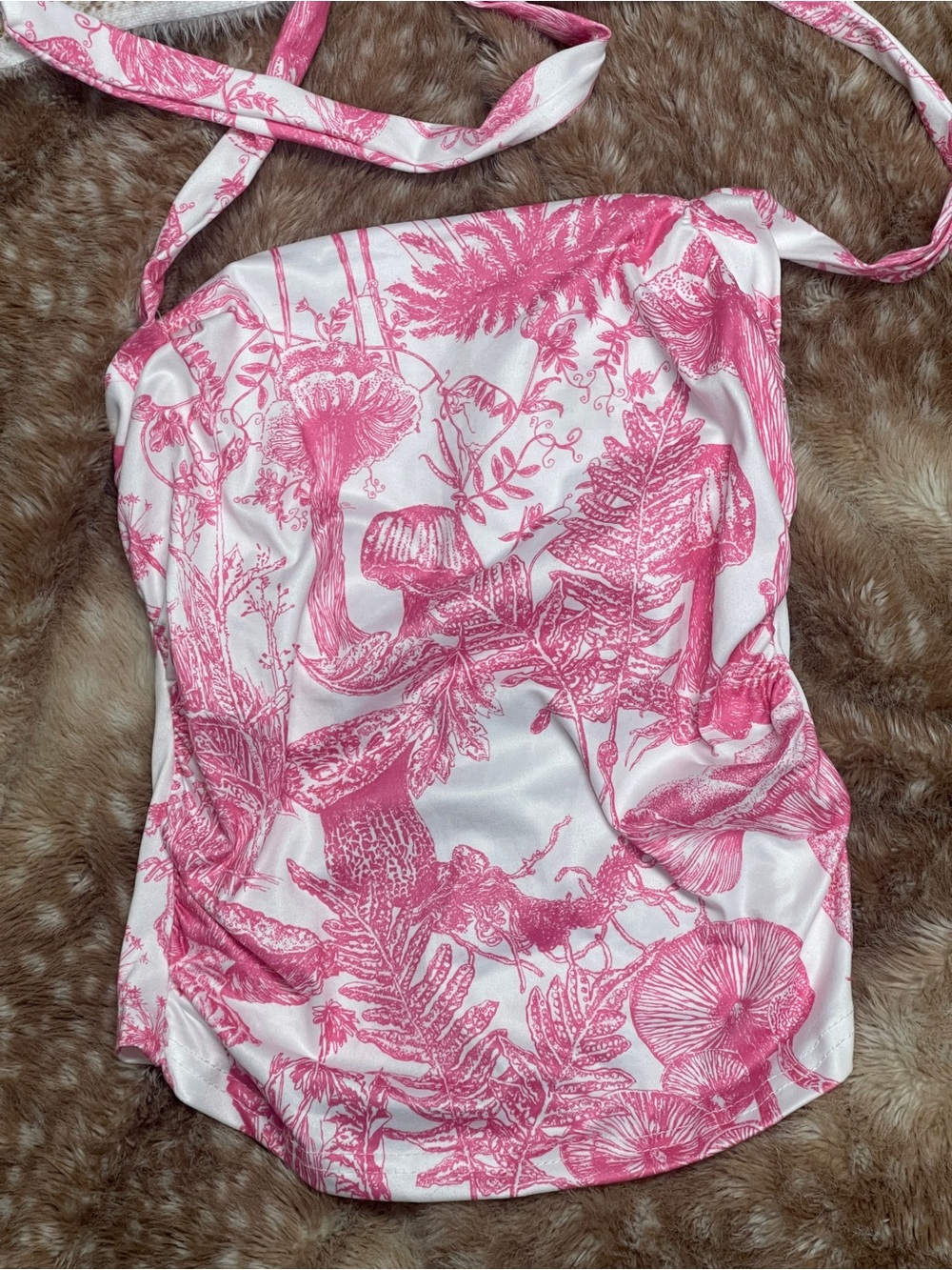 Pink Botanical Print Tube Top